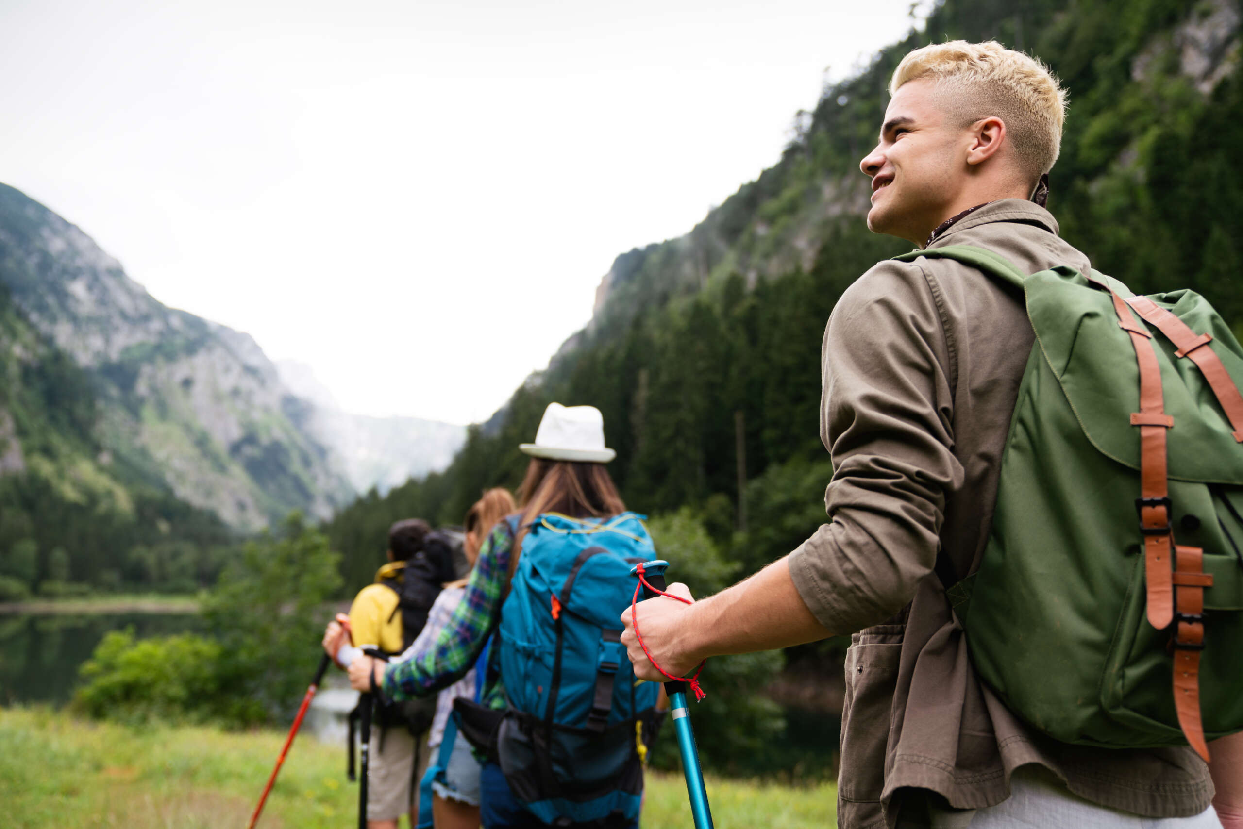 friends hiking during National Hobby Month